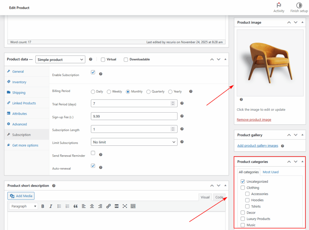 Add Product Image and Categories