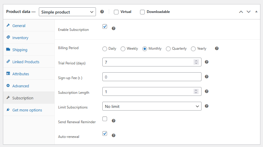 Set Subscription Billing Details